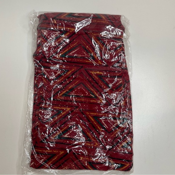 LuLaRoe Leggings OS One Size Set of 3 Light Green Floral Red Triangle Feathers - Picture 3 of 7